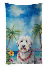 Old English Sheepdog Luau Kitchen Towel Dish Cloths Guest Hand Towel Decorative Bathroom Towel for Face,Tea, Dishcloth, Kitchen and Bath