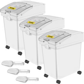 VEVOR Ingredient Bin, 5.2 Gallons Capacity Ingredient Storage Bin, 3 Pcs/Set, PP Material Flour Bins On Wheels